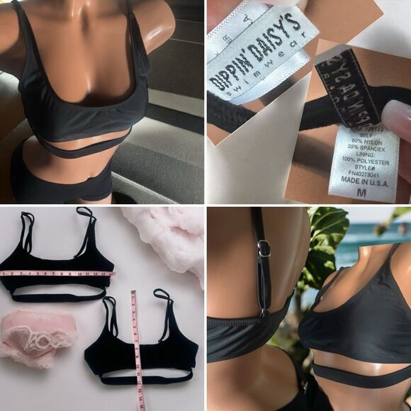 Dipping’ Daisies Swimwear l Cute Black Top Double strap design l Pull-on l EUC - Picture 9 of 9